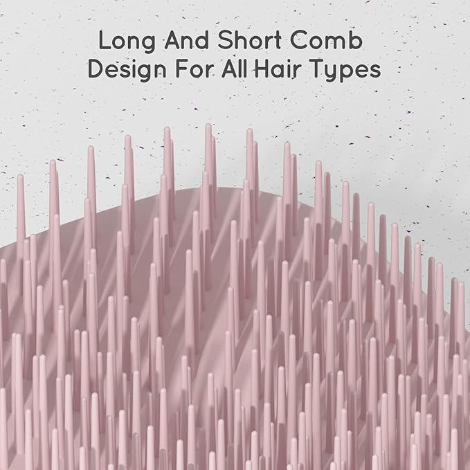 Scalp Massager Shampoo Brush, Scalp Scrubber & Exfoliator for Dandruff Removal, Wet & Dry and Detangler for Men and Women, Suitable for Short Medium Hair (Pink)