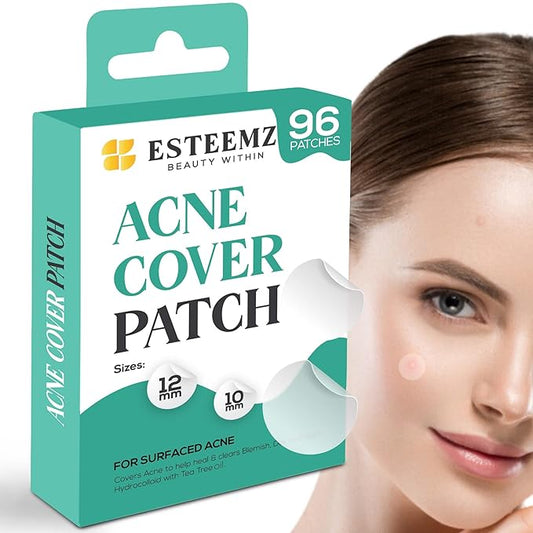 Advanced Invisible Pimple Patches for Face (96 Pack) - Hydrocolloid Patches with Tea Tree Oil - Vegan Friendly Acne Patches for Face - 2 Size Pimple Patch Stickers (10mm, 12mm)