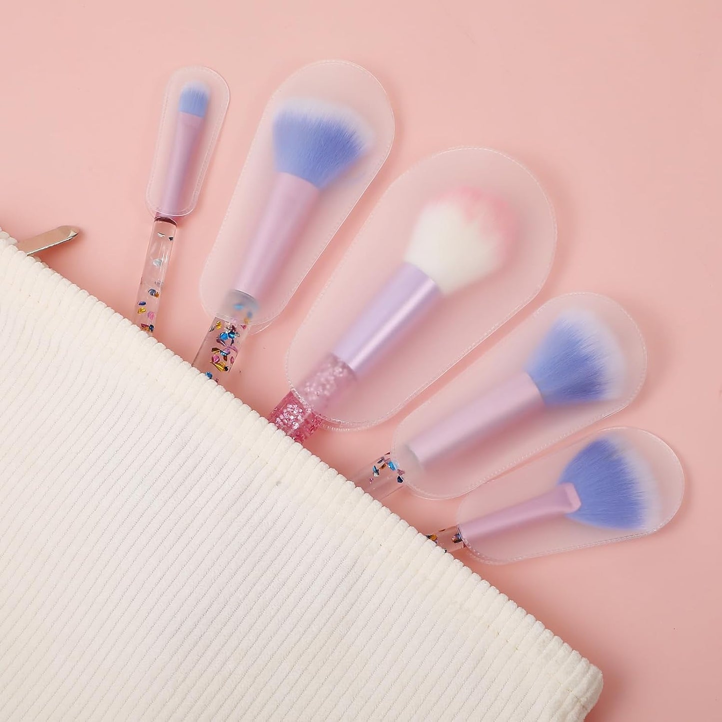 30 Pcs Makeup Brush Covers, 5 Sizes Portable Dustproof Cosmetic Brush Protectors, Lightweight Protective Plastic Make up Brush Guards for Travel & Daily Safe Storage Organizer