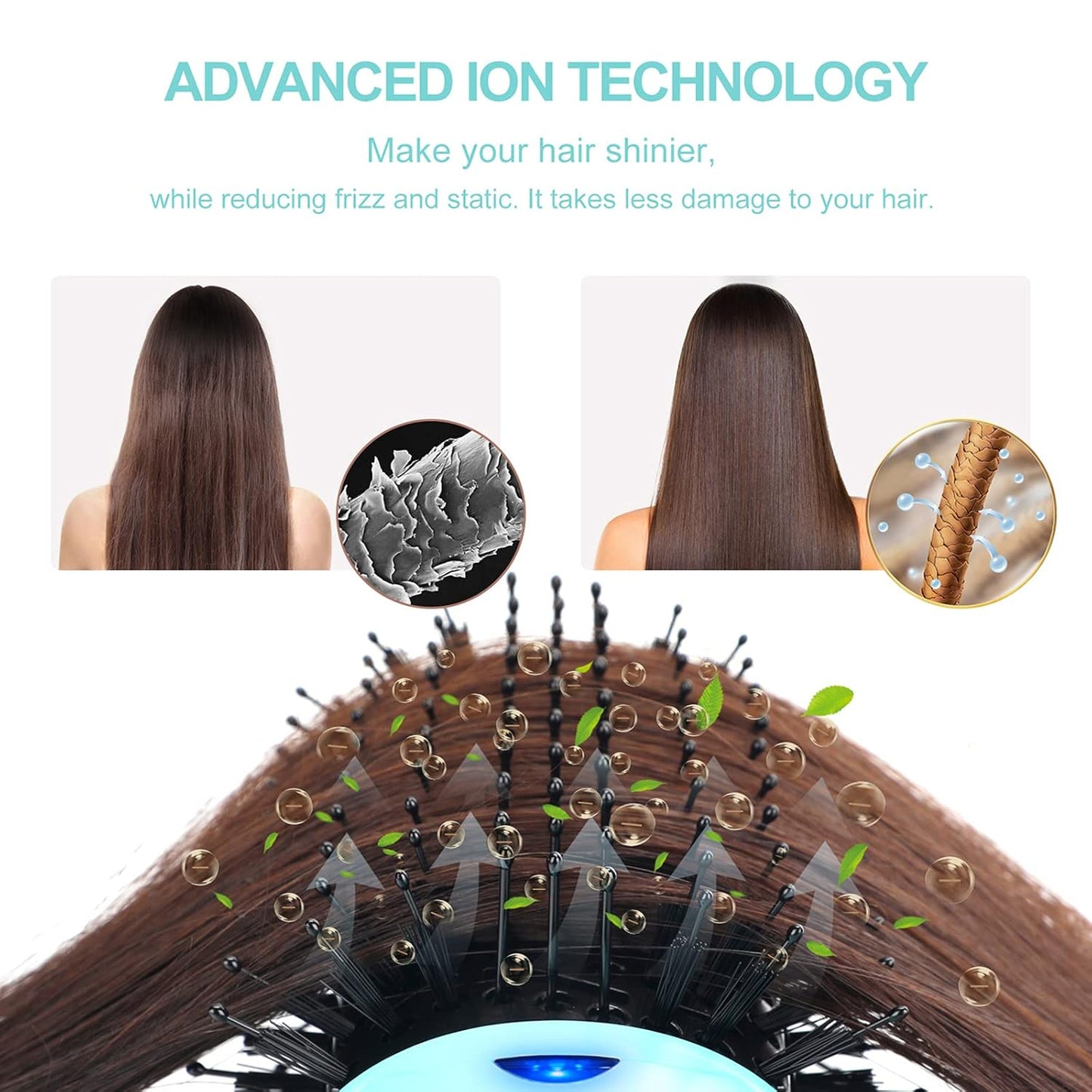 Hot Air Brush, Aima Beauty Professional One Step Hair Dryer & Volumizer 4 in 1 Upgrade Anti-Scald Negative Ionic Technology for All Hair Types, Light Green