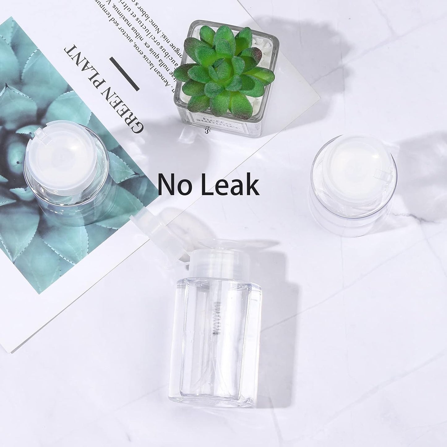 Pack of 3 Nail Polish Remover Pump Empty Dispenser Bottle for Alcohol, Acetone, Nail Polish and Makeup Remover, 150ml(5.10z), Clear Top Cap