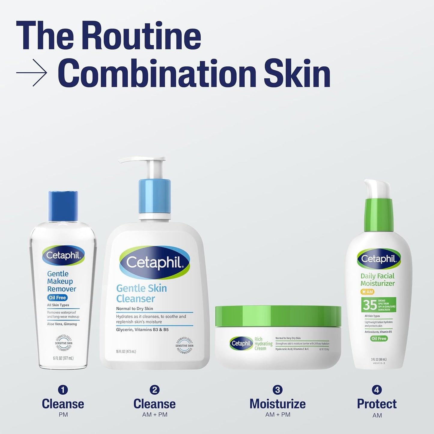 Cetaphil Gentle Waterproof Makeup Remover, Oil-Free Formula Suitable for Sensitive Skin, 6.0 Fluid Ounce