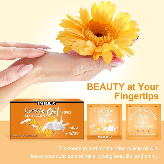 NXJ INFILILA Cuticle Oil Bulk 3.3 Fl Oz, 100Pcs Mini Cuticle Oil for Nails, Hydrating Cuticles Care Product Ttravel Size Nail Honey, Cuticles Repair and Nails Care (Milk & Honey)