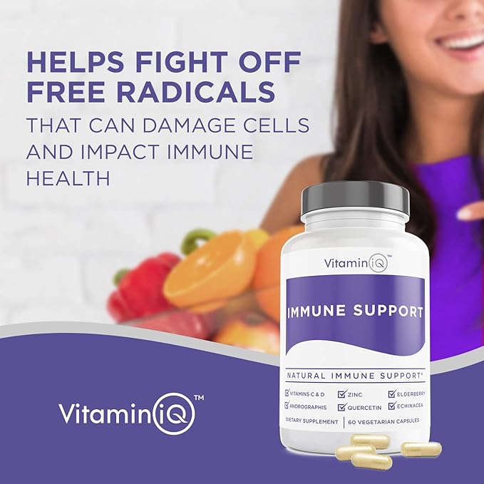 Immune Support Supplement with Vitamin C D3, Glutathione, (60ct) VitaminIQ