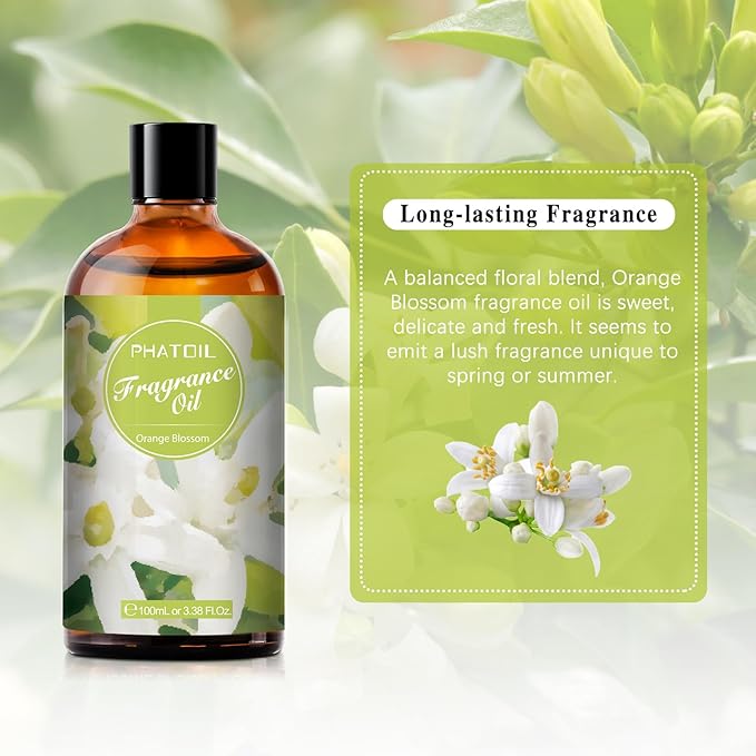 3.38FL.OZ Orange Blossom Fragrance Oils for Aromatherapy, Essential Oils for Diffusers for Home, Perfect for Diffuser, DIY Candle and Soap Making, DIY Scented Products - 100ml