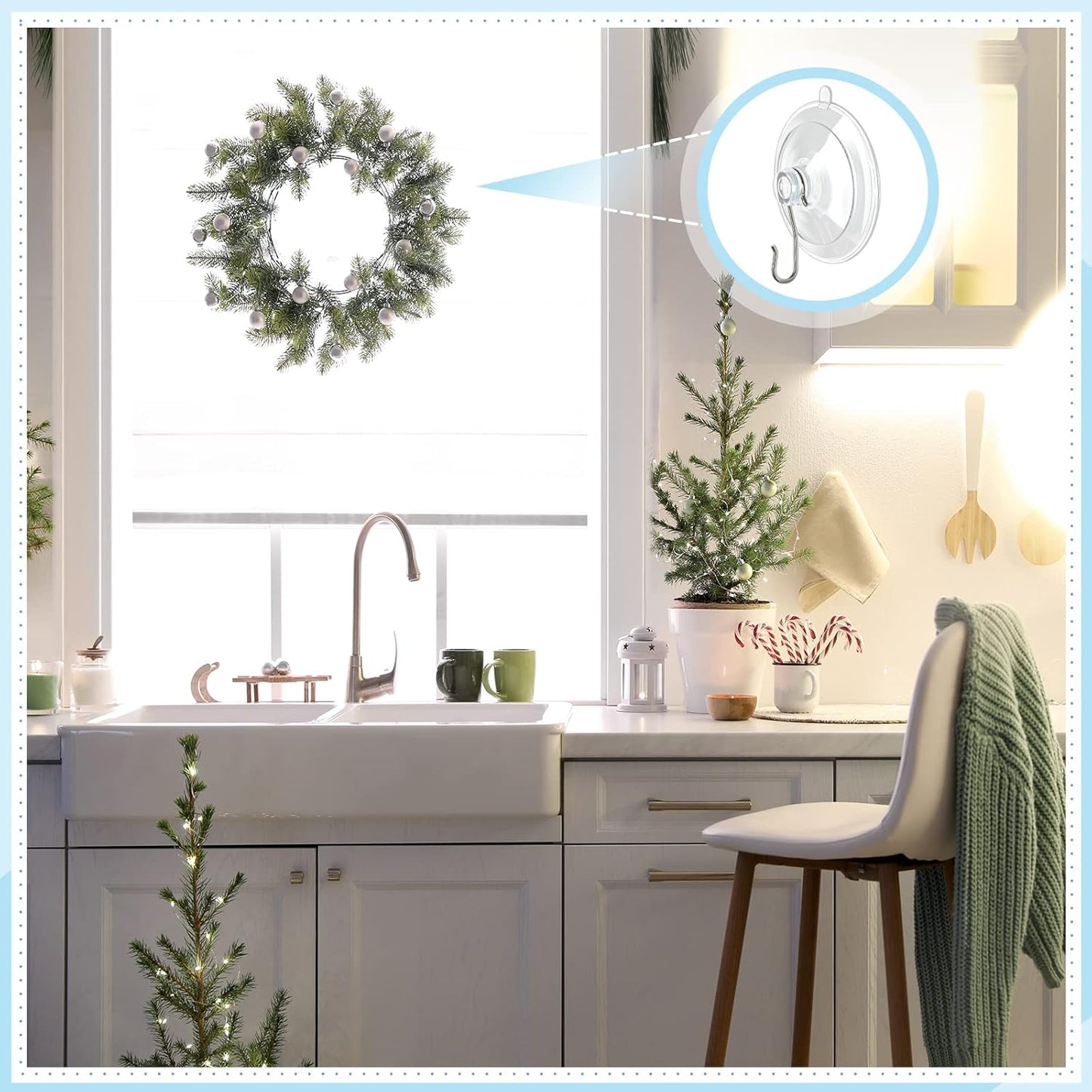 VIS'V Suction Cup Hooks, 1.77 Inch Small Window Suction Cups with Metal Hooks, Removable and Reusable, Clear, 12 Pcs