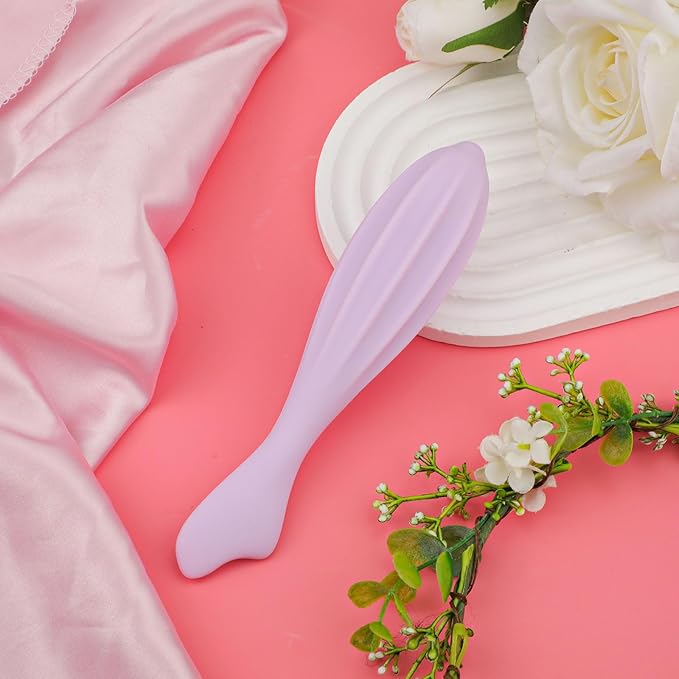 Facial Massage Roller, Silicone Face Massage Tool Shapes Body & Face Curves Face Massage Stick Skin Care Self Tool Reduces Tiredness for Women Face Massager (Purple)