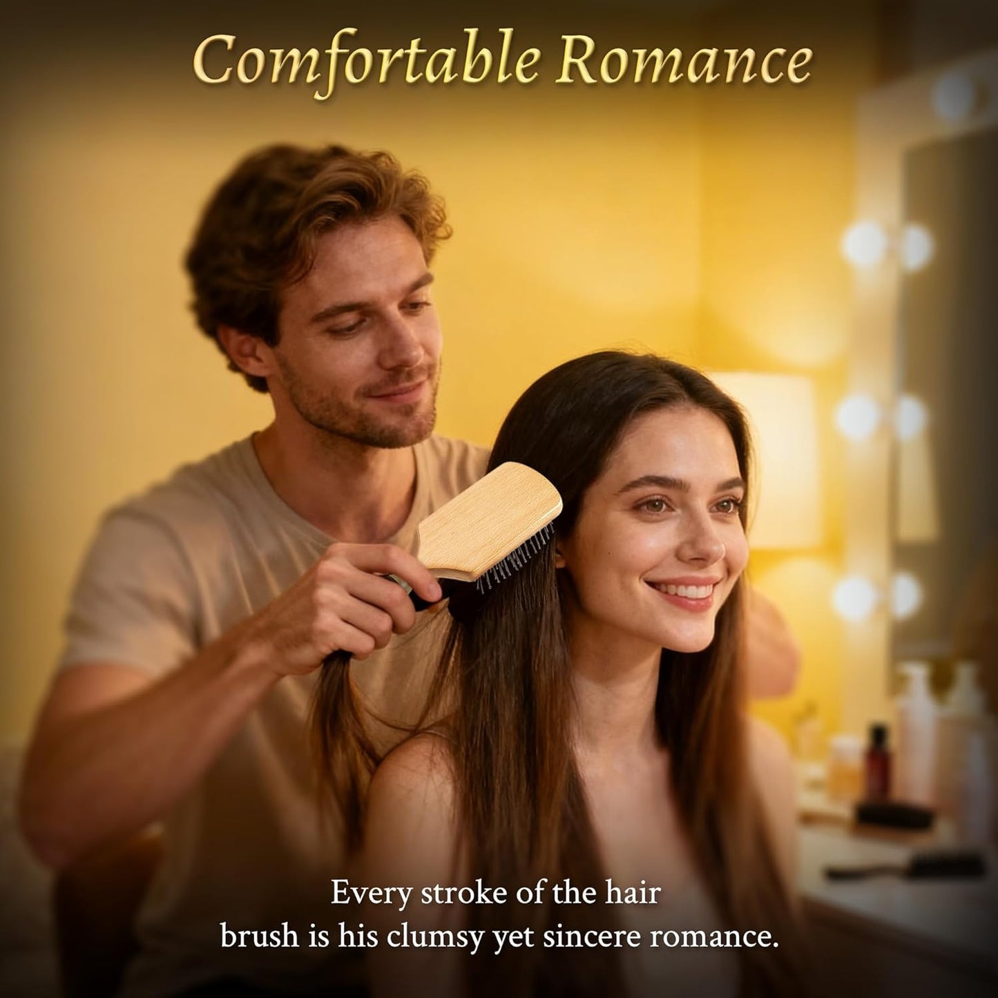 BFWood Paddle Hair Brush with Steel Bristles, Metal hair brush, Help Hair Growth and Massaging Scalp, Anti-frizz Metal Detangling Brush Styling Hairbrush