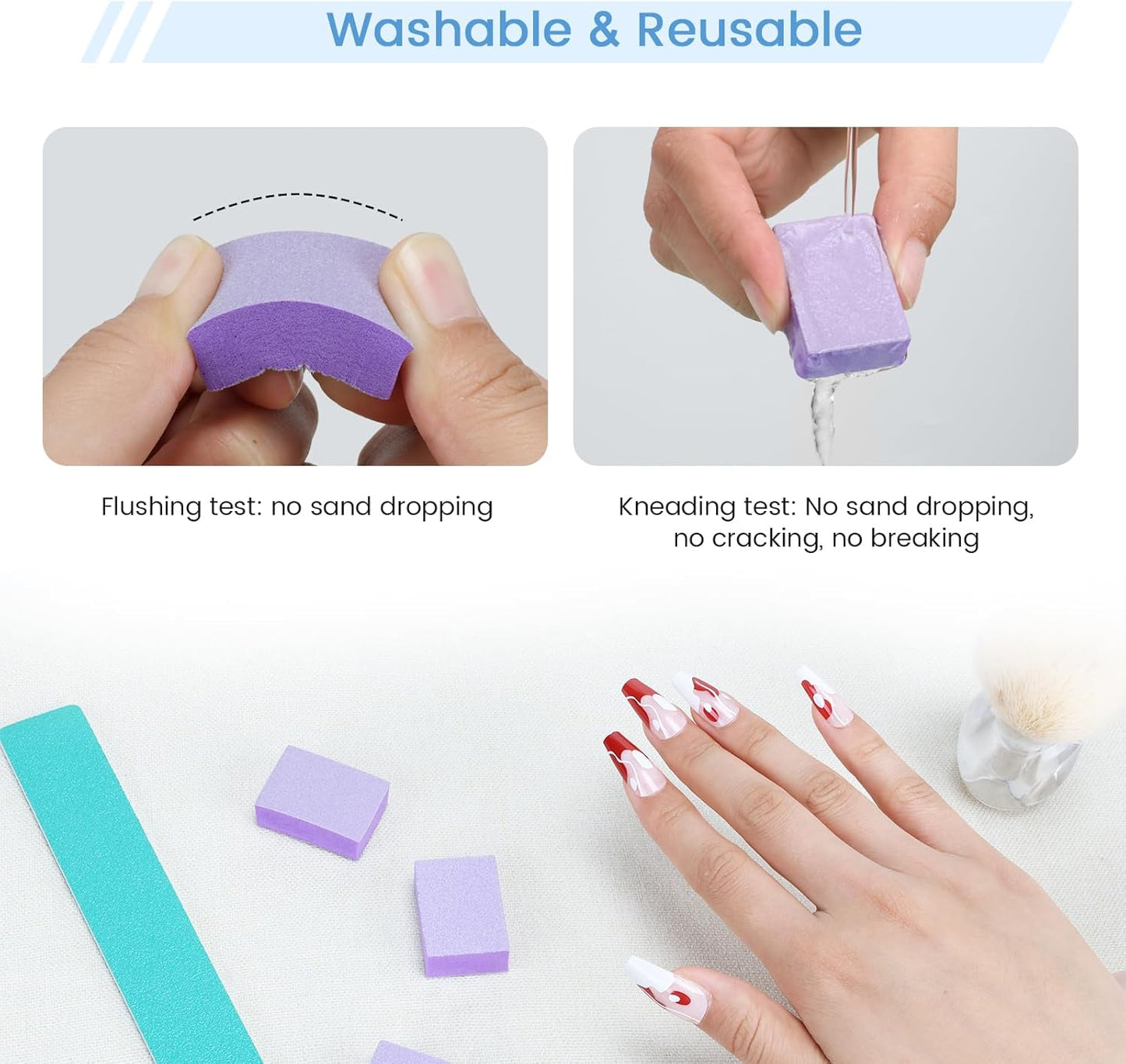 Nail Buffer Block, 100 PCS Mini Buffers, 2 Way Coarse Grit 80/100, 1.3 inch Long, Small Buffing Kits for Nail Gel Polish, Acrylic & Press-On Nails Prep, Pedicure & Manicure, Purple