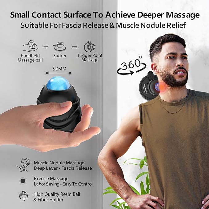 Massage Ball Deep Tissue 2 in 1 Mountable Muscle Massage Roller for Pain Relief, Trigger Point ,Relieve Fascia Muscle Knot and Joint Pain Relax Full Body