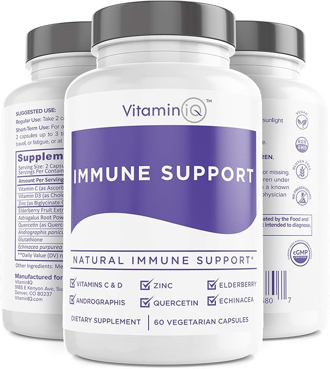 Immune Support Supplement with Vitamin C D3, Glutathione, (60ct) VitaminIQ