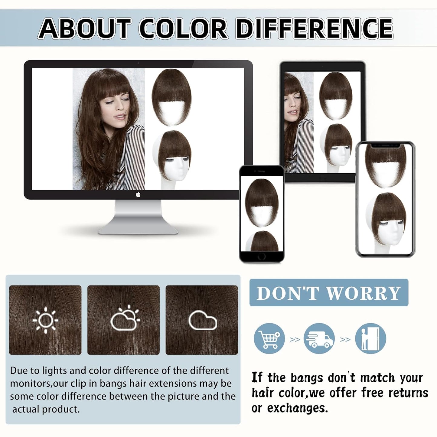 Clip In Bangs for Women, Medium Brown French Bangs Hair Clip with Temples, 100% Real Human Hair Layered Curved Fringe for Halloween and Daily Use(Medium Brown, French Bangs)