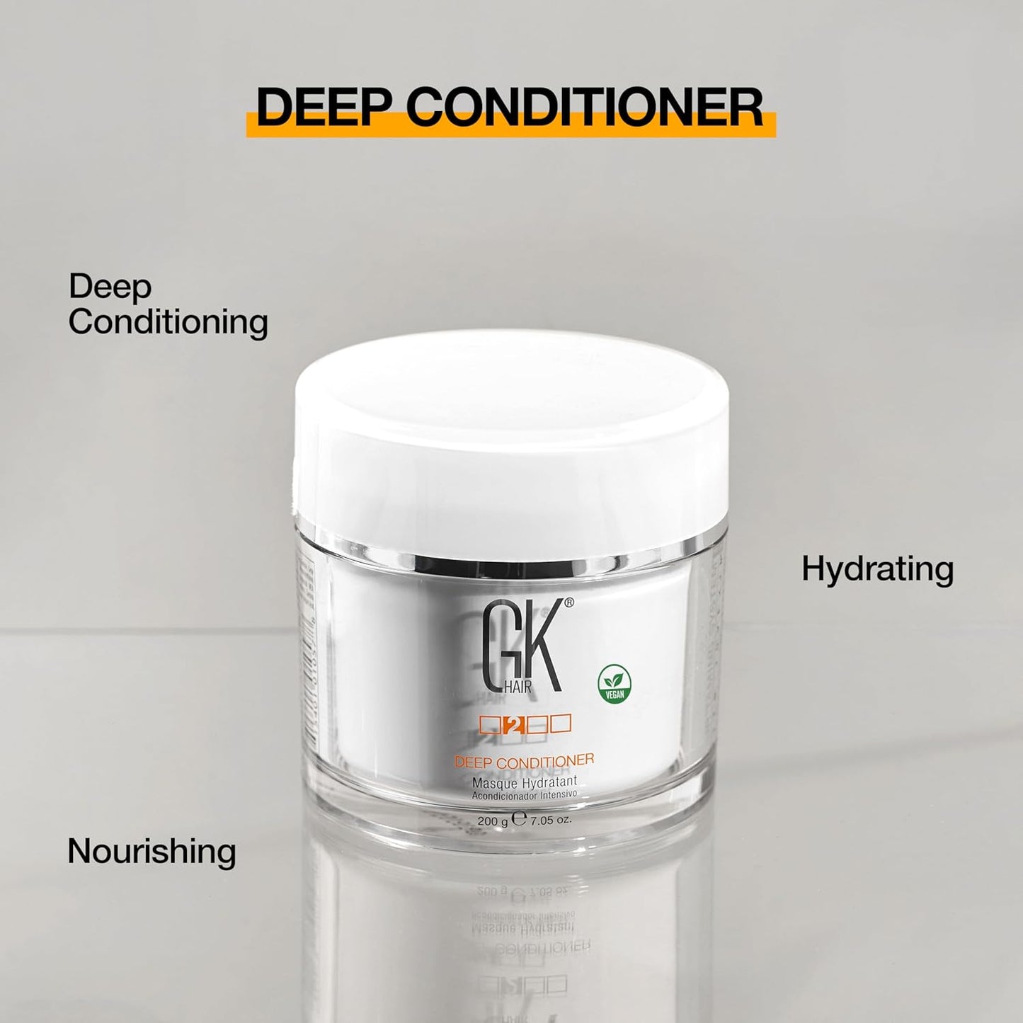 GK HAIR Global Keratin Deep Conditioner Masque Pack of 2 (7.05 Fl Oz/200 g) Intense Hydrating Repair Treatment Mask for Dry Damaged Color Treated Frizzy Hair Restoration Formula with JOJOBA Seed Oils