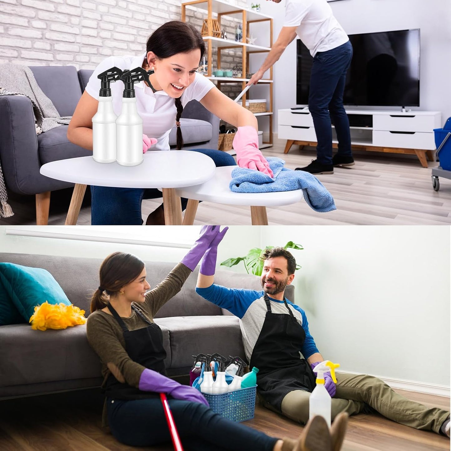 Zubebe 24 Pack 32 oz Plastic Spray Bottle Bulk Empty Leakproof Heavy Duty Spray Bottles for Cleaning Supplies Mist Bottles with Label and Adjustable Nozzle for Plant(Black,No Scale)