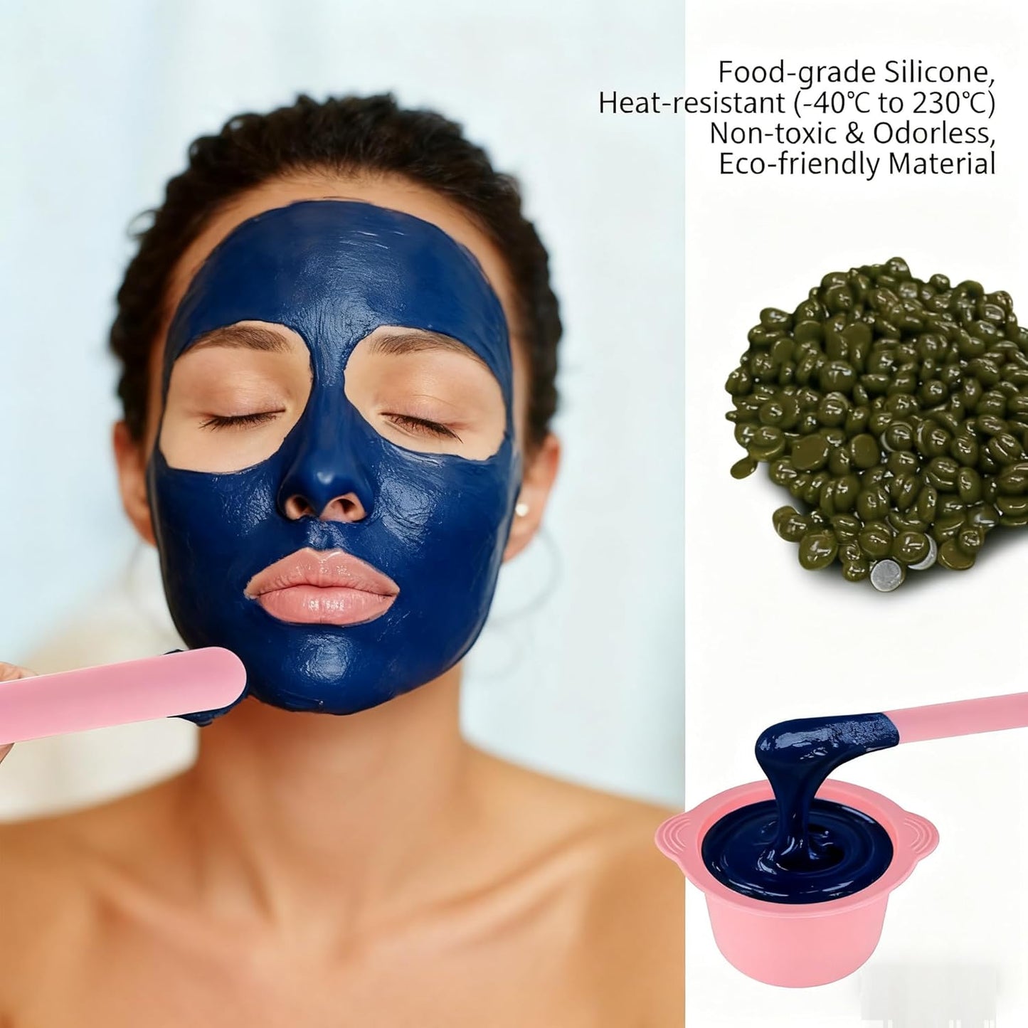 2 Pack Silicone Wax Pot, Wax Warmer Liner with Spatula Sticks, Reusable Waxing Pot Liner for Hair Removal (2)