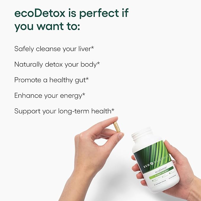 EcoNugenics ecoDetox Supplement for Liver Detox B12, Magnesium 90 Capsules