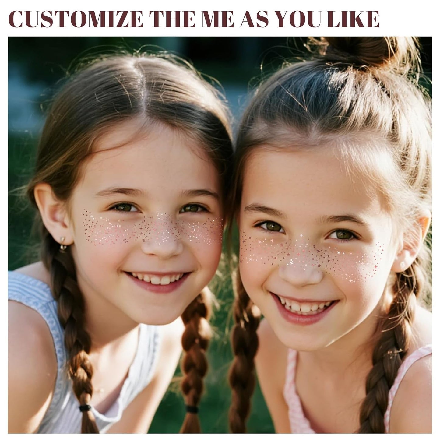 24pcs Glitter Freckles Face Tattoo - Rose Gold Face Sparkle Freckles Temporary Tattoos for Women Girls, Waterproof & Long Lasting Freckles Makeup Patches for Party, Concerts, Daily Accessories