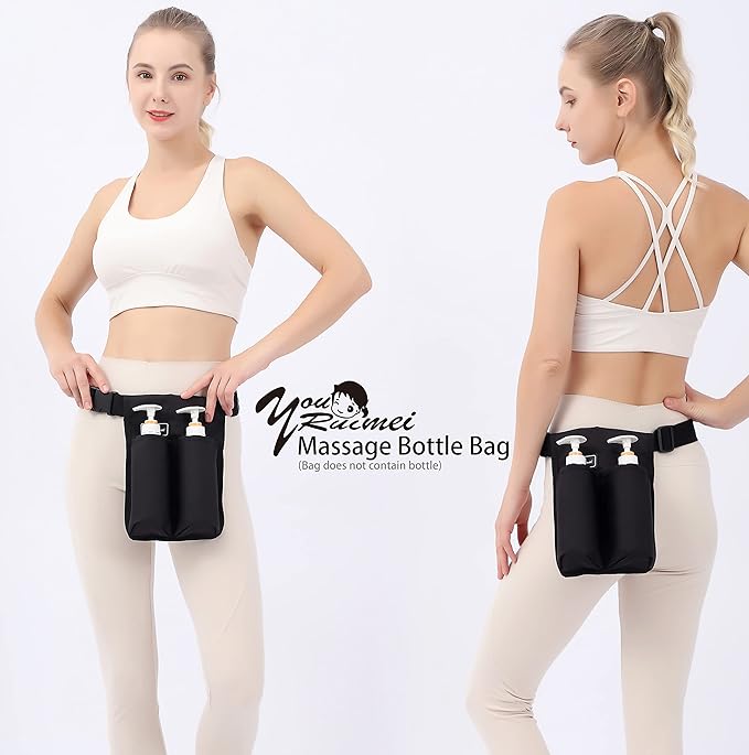 Massage Bottle Bag Massage Therapist Holster Massage Lotion Holster Massage Oil Holster(YR-2KD-Black)