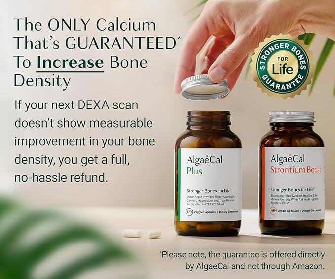 AlgaeCal - Bone Builder Pack for Bone Density Increase, Clinically Supported Plant Based Calcium Supplement & Strontium, Vitamins K2 (100mg), D3 (1600 IU), Magnesium & 16 nutrients for Bone Health