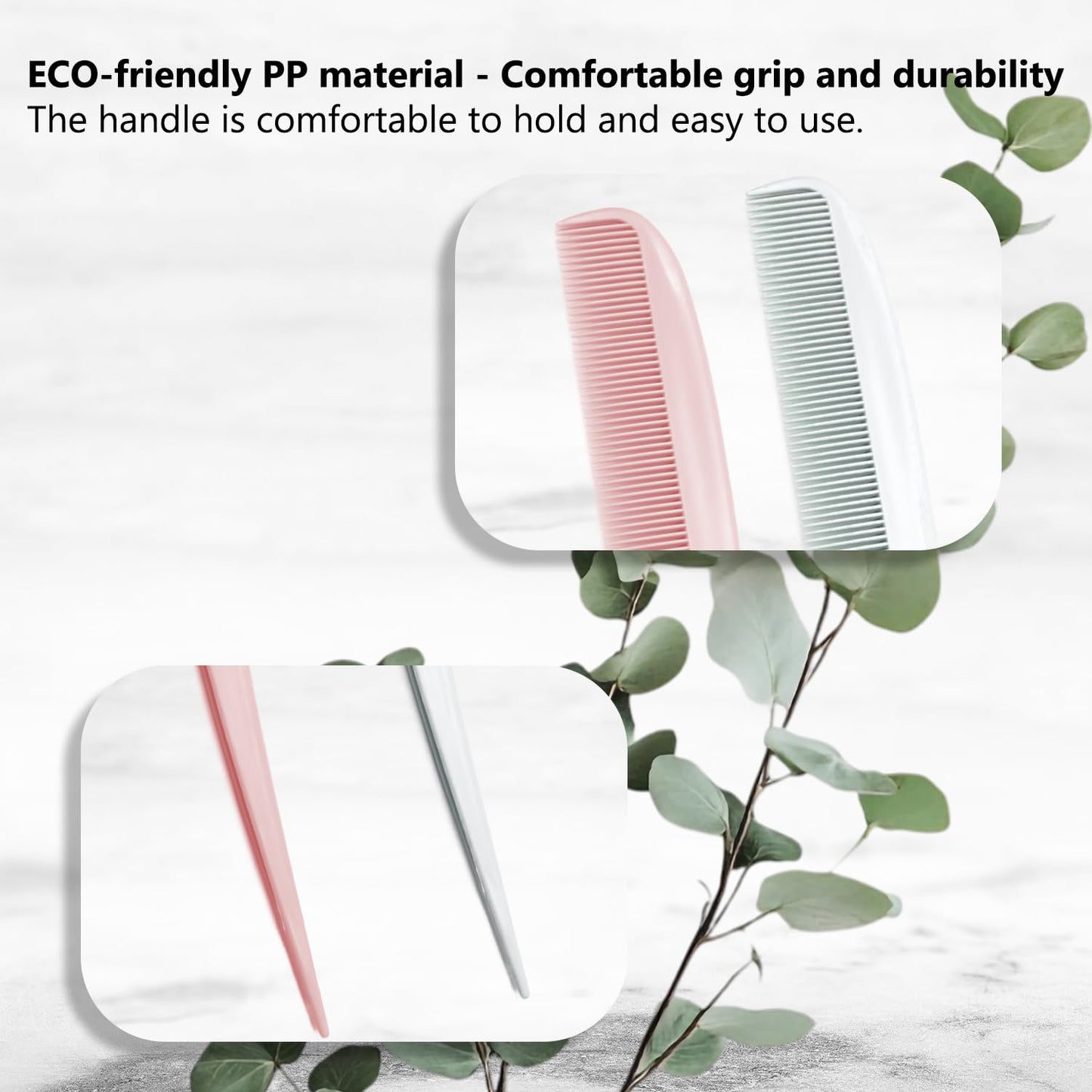 2 Pack Hair Parting Combs, Hair Styling Beauty Tools, Rat Tail Combs, Foldable Comb for Travel, Stylist (White,Pink)