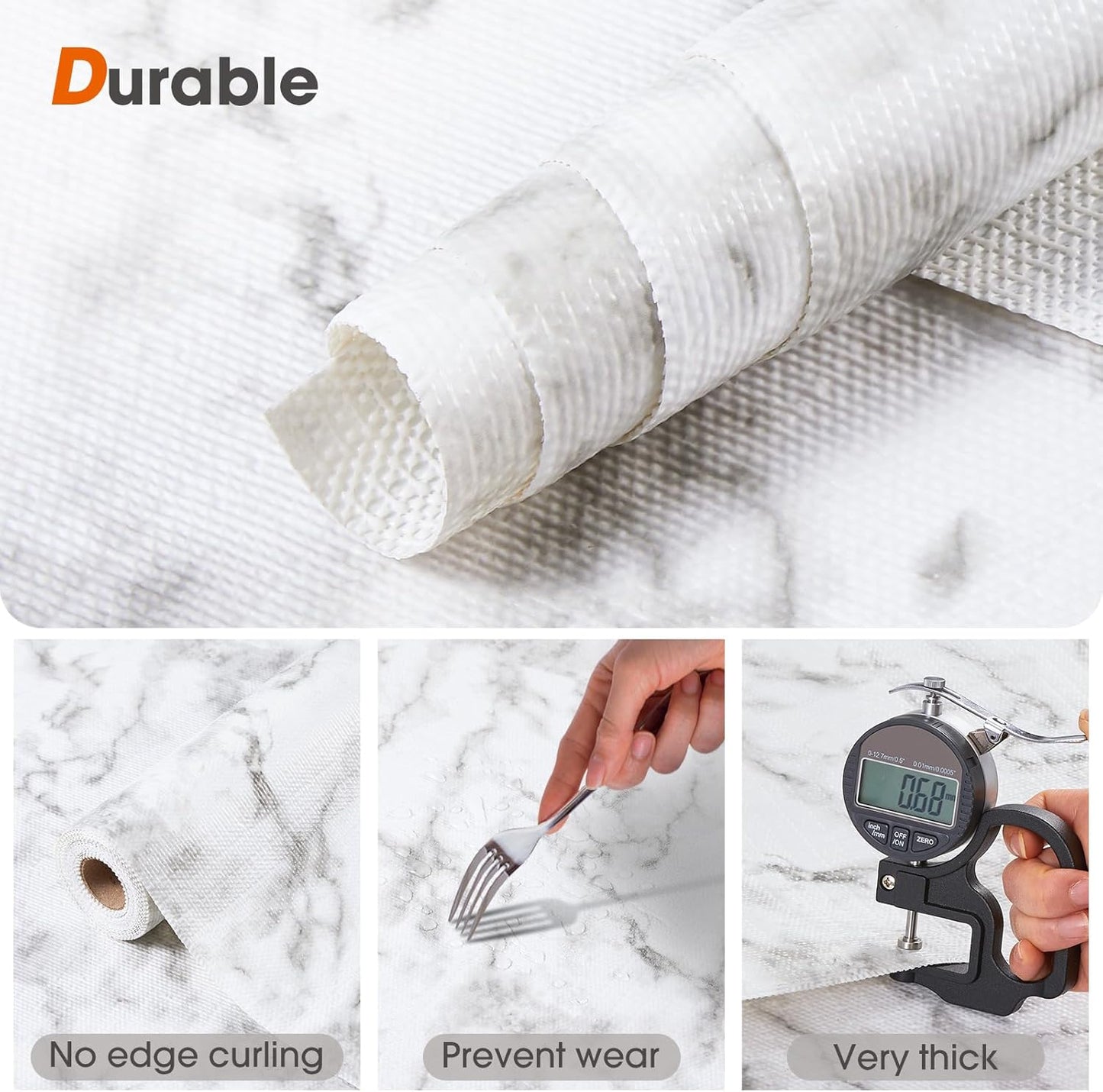 Beautysaid Shelf and Drawer Liner for Kitchen Cabinet, Non Adhesive Non Slip Shelf Paper Waterproof Washable Thickened for Dresser Pantry Shelve Bathroom Protector Liner(Marble,18 in x 20 FT)