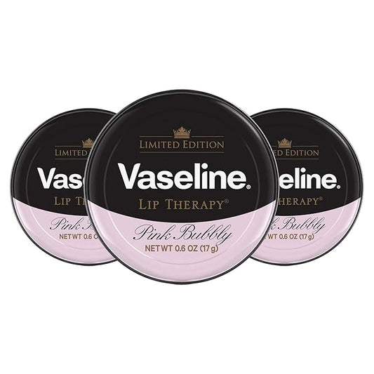 Vaseline Lip Therapy Lip Balm, 3 Pack, Limited Edition Pink Bubbly, 0.6 oz