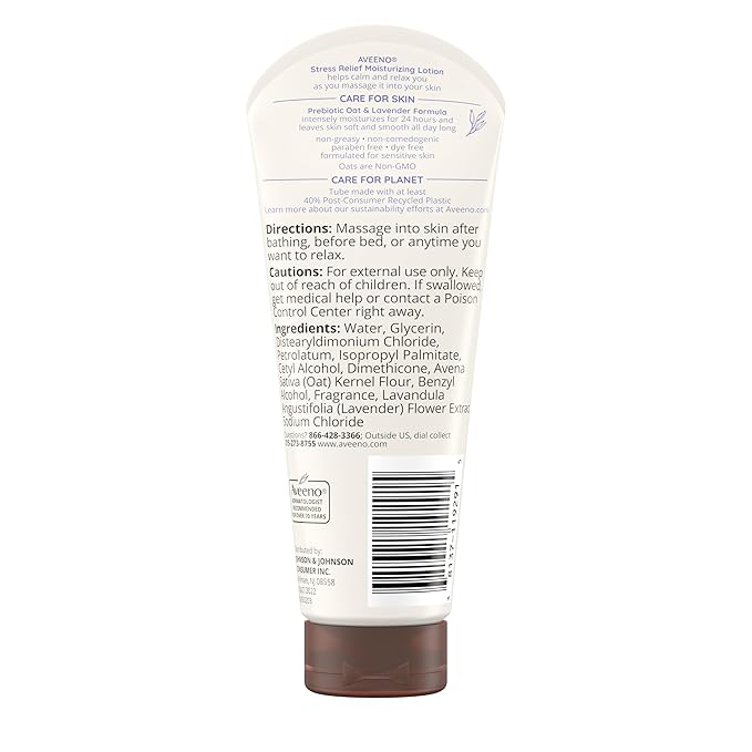 Aveeno Stress Relief Moisturizing Body Lotion with Lavender Scent & Prebiotic Oat to Calm & Relax, Non-Greasy, TSA-Approved Travel Size, 2.5 fl. oz, 12 Pack