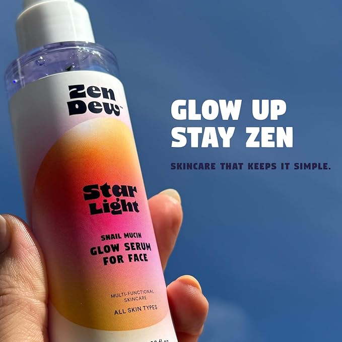 97% Snail Mucin Serum, Star Light by Zen Dew | Non-Sticky Snail Serum with Clinical Actives to Smooth, Brighten, Hydrate, Skin Repair | Cruelty Free, Made in S. Korea, 3.38 Fl Oz