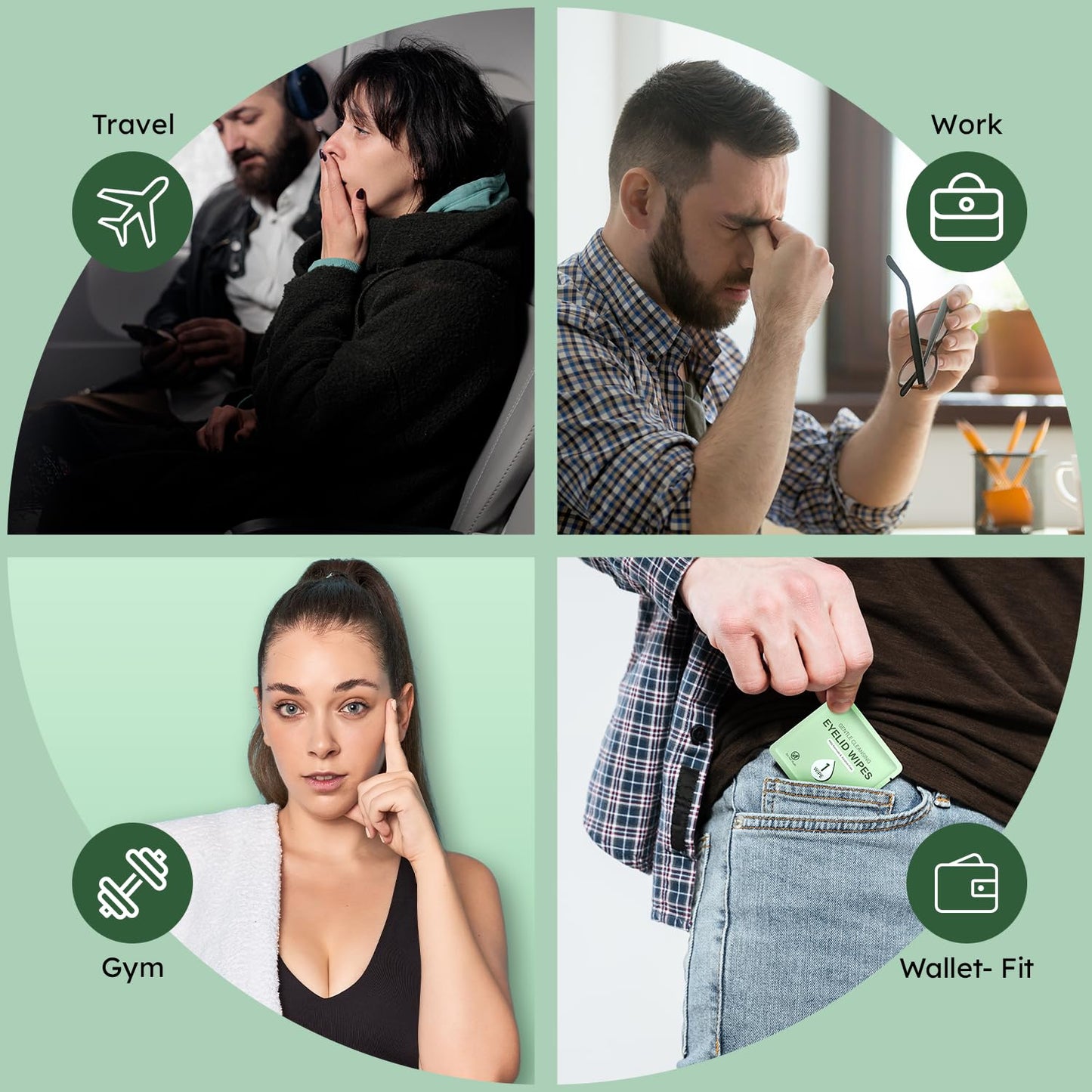 60PCS Eyelid Wipes for Dry Eyes & Blepharitis Relief, Tea Tree Oil Eye CleansingWipes, Soothes Face Cleansing, Dual Use Eyelid & Lash Wipes, Daily Eye Care for Women Men, Travel Essentials