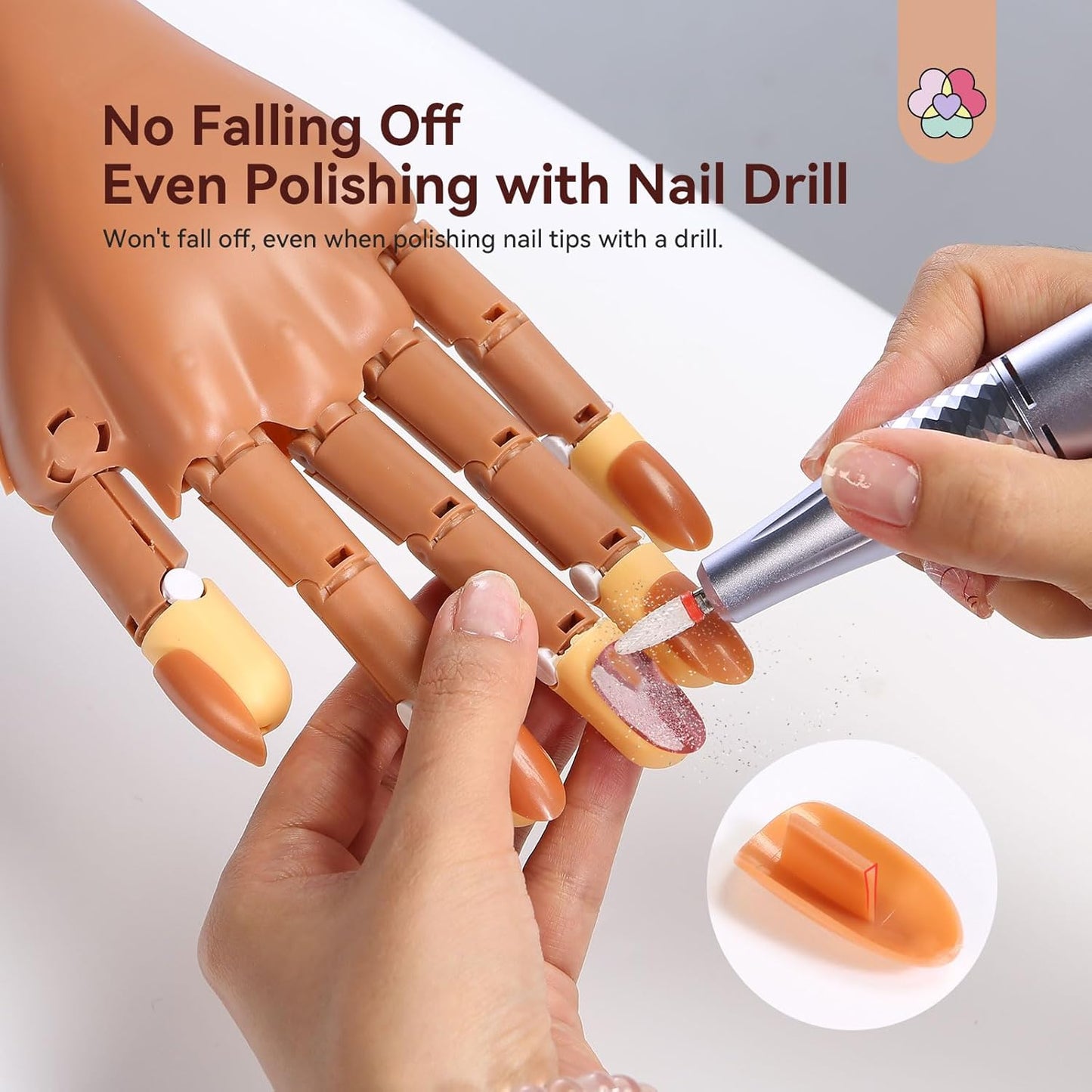 Saviland Advanced Practice Hand for Acrylic Nails: 2025 Upgraded Anti-Slip Nail Practice Hand Flexible Nail Tech Supplies 200Pcs Nail Tips Nail Glue Clipper Manicure Trainng Hand Nail Kit for Beginner