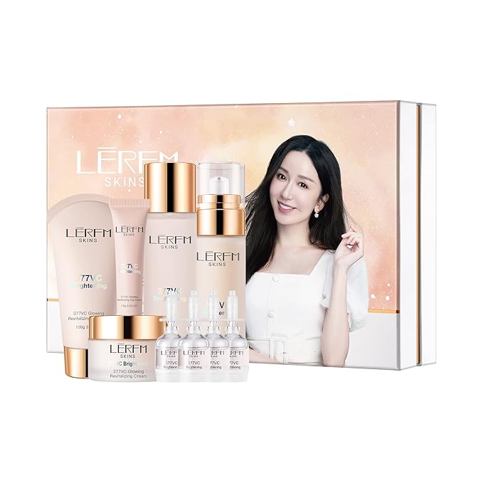 Skin Care Set 9 in 1 Facial Cleanser, Toner, Serum, Face Lotion, Cream & Eye Cream โ Hydrating, Anti-Aging &Brightening Daily Routine for Glowing Skin