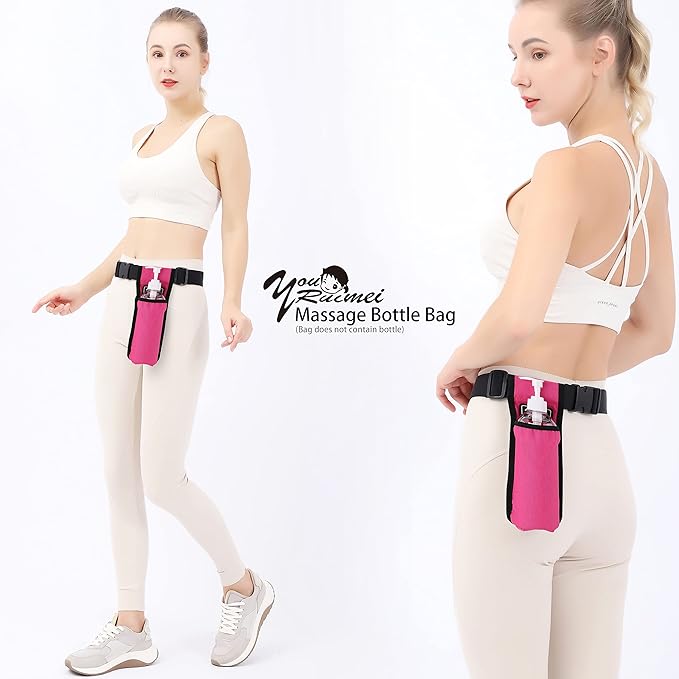 Massage Bottle Bag Massage Therapist Holster Massage Lotion Holster Massage Oil Holster(YR-1KD-Rose Red)
