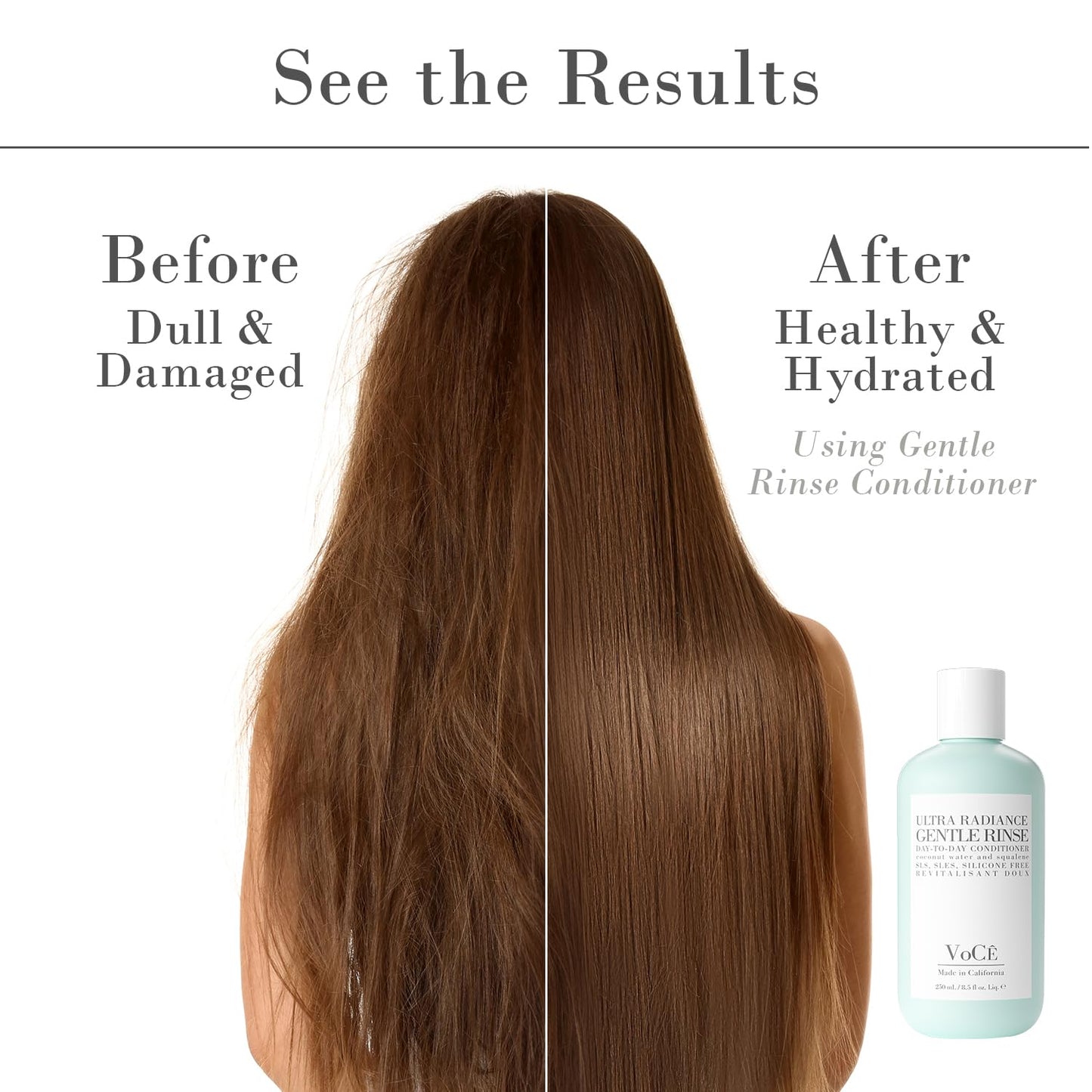 VoCÊ Haircare Gentle Rinse Vegan & Cruelty-Free Conditioner| Clean Haircare, Color Safe, Paraben and Sulfate Free, Ultra Radiance, Hydrating, Shine Enhancing (8.5 oz | 250 ml)