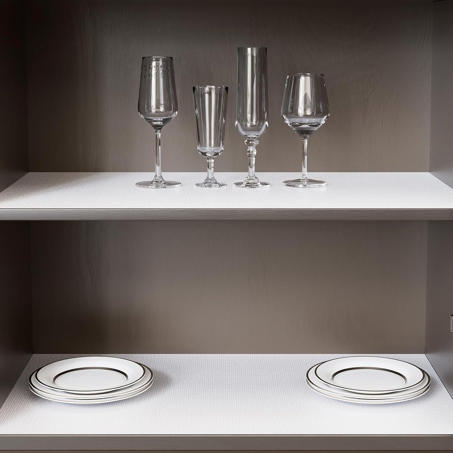 Shelf Liner for Kitchen Cabinets Non-Adhesive Non-Slip Drawer Liners for Dresser, 12" x 120" Waterproof Washable Paper, Durable Protector Mat for Pantry Shelves Cupboards, White