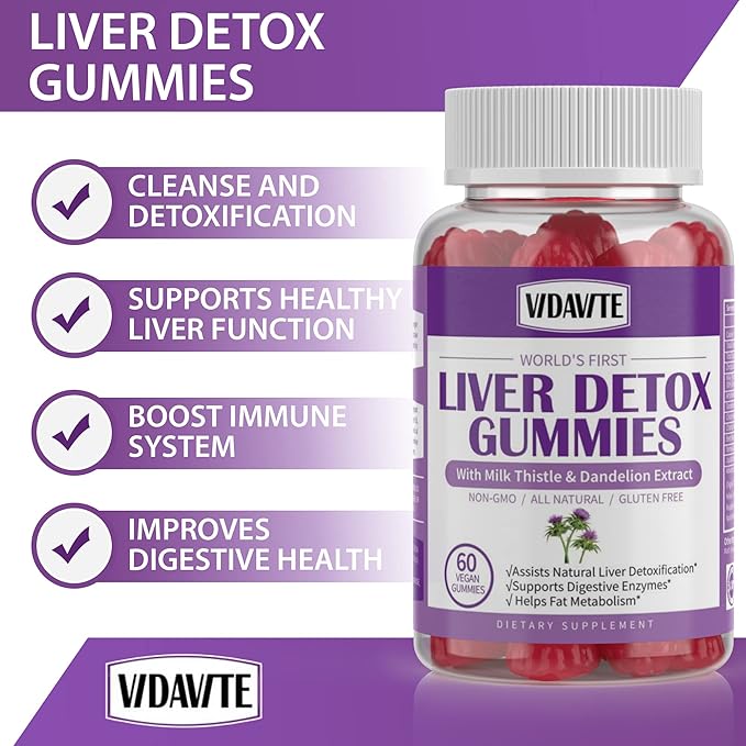 Liver Cleanse Detox & Repair Gummies 1500mg Silymarin 20+ Herbs (60 Vegan