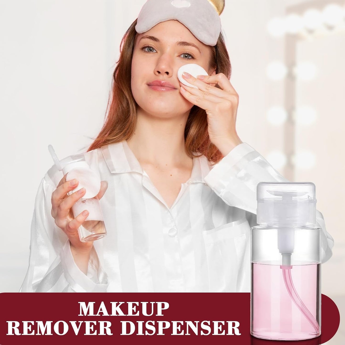 4 Pack Push Down Pump Dispenser 80ML Empty Acetone Dispenser Push Top Alcohol Bottles Containers for Nail Polish Makeup Remover Water Facial Toner