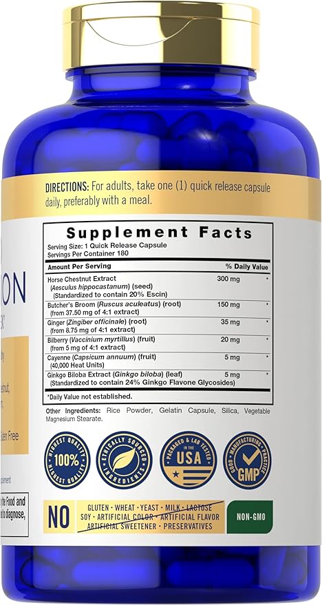 Carlyle Blood Circulation Supplement | 180 Capsules | Supports Healthy Circulation | Non-GMO, Gluten Free