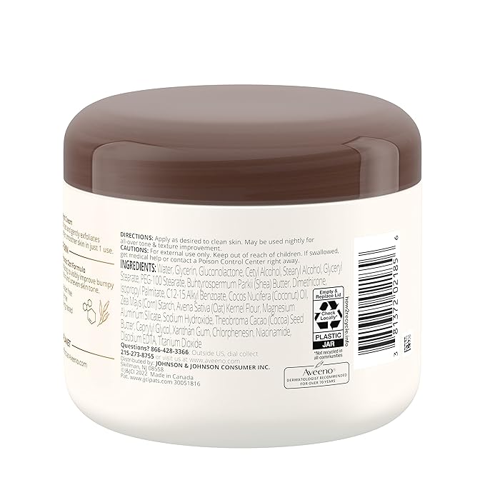 Aveeno Tone + Texture Renewing Night Cream With Prebiotic Oat, Gentle Cream Exfoliates & Moisturizes Sensitive Skin, Instantly Softens & Smooths & Intensely Nourishes, Fragrance-Free, 8 Oz