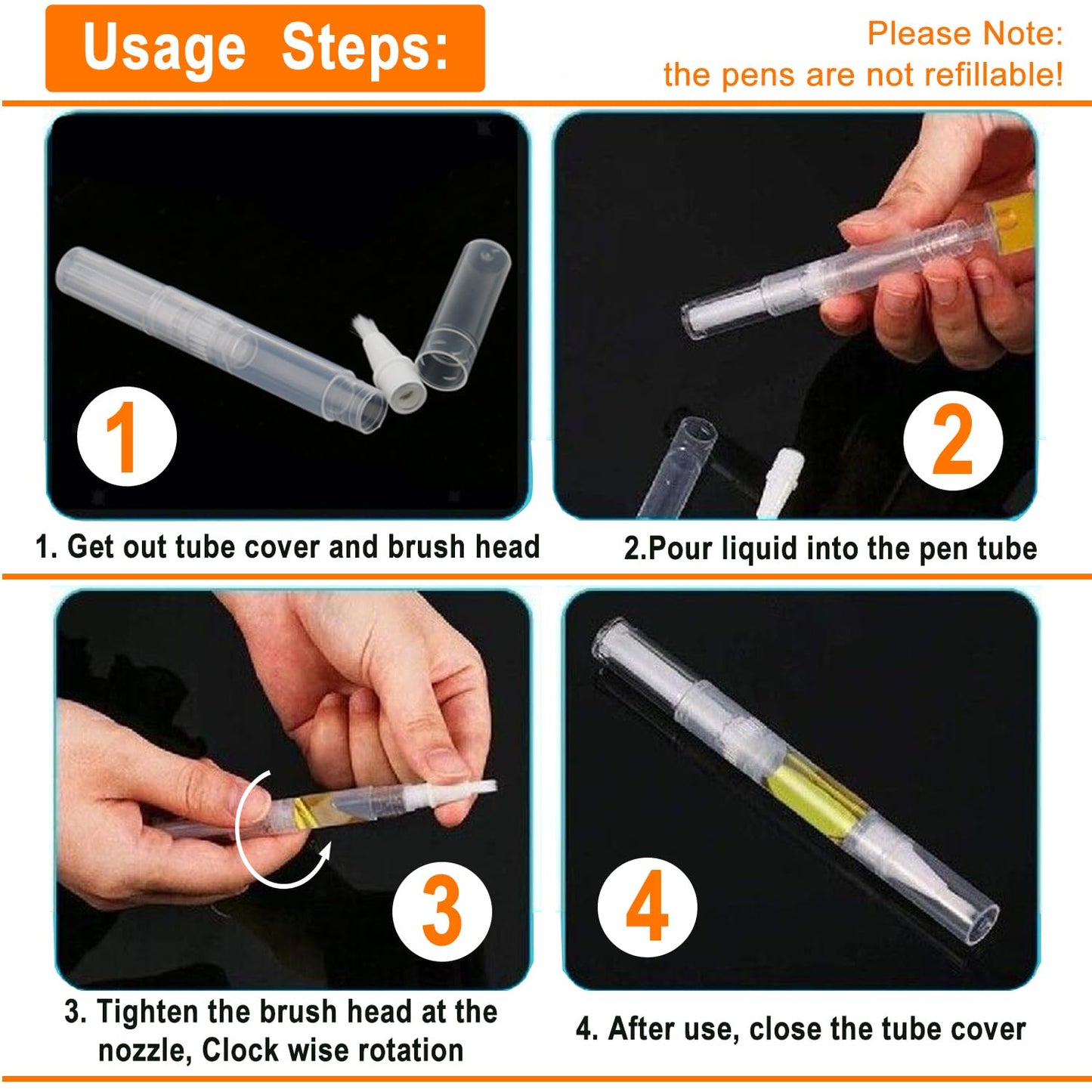 10 Pack 5 ML Cuticle Oil Pens, Empty Nail Oil Pen Transparent Twist Pens with Brush Tip Cosmetic Lip Gloss Containers Applicators Eyelash Growth Liquid Tube