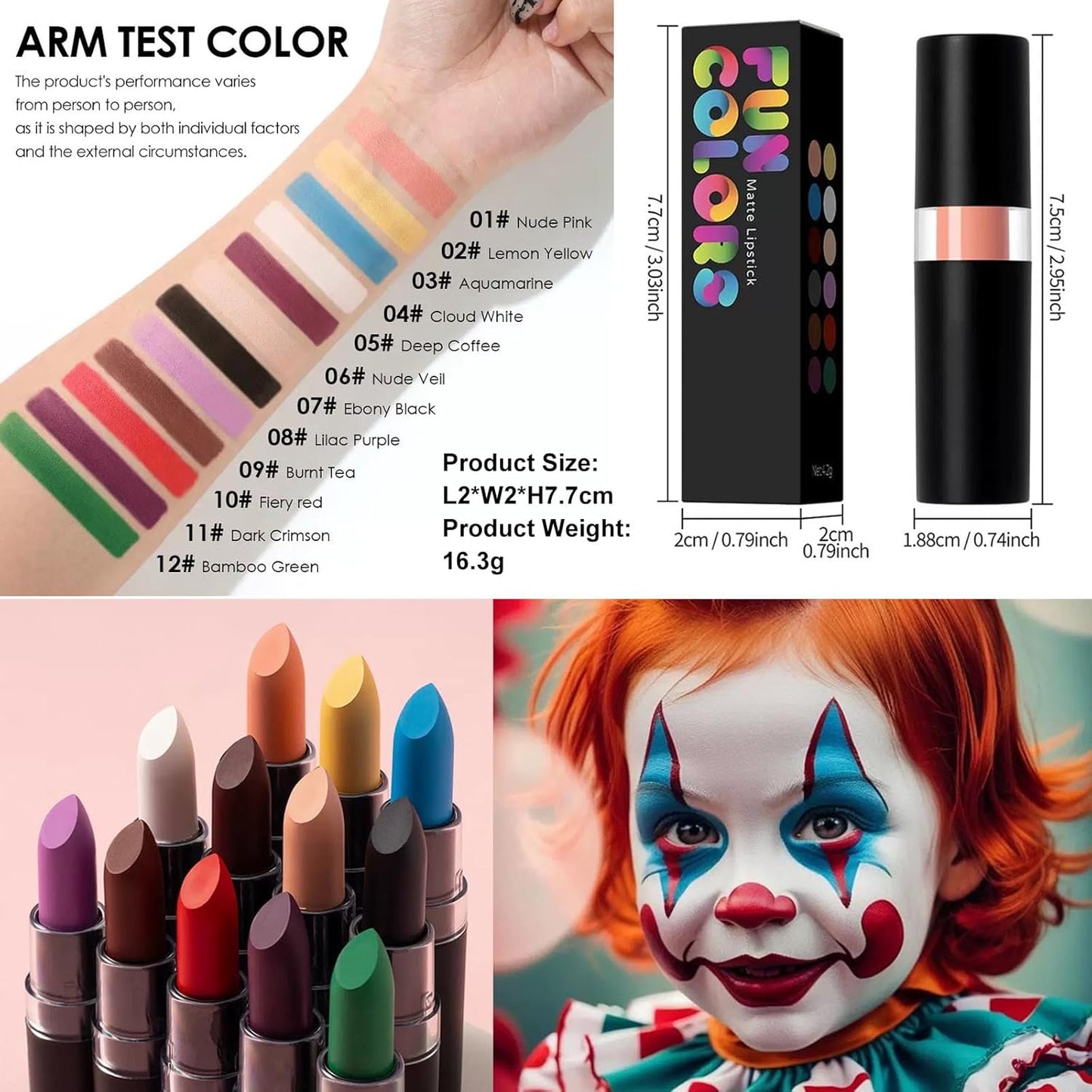 Blue Body Paint, Foundation Cream Makeup, Face and Body Paint Stick for Halloween Joker Zombie Vampire Skeleton Skull Special Effects Mime Makeup (03# Blue)