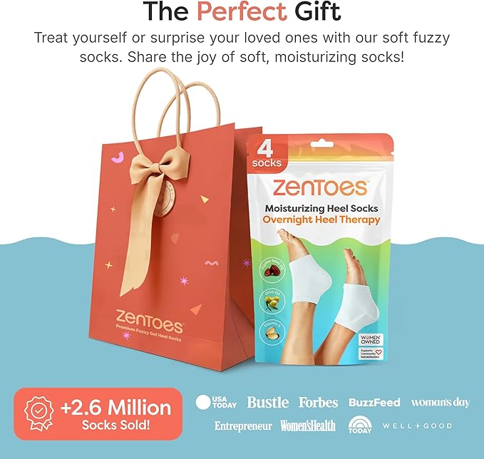 ZenToes Moisturizing Fuzzy Sleep Socks with Vitamin E, Olive Oil and Jojoba Seed Oil to Soften and Hydrate Dry Cracked Heels (Regular, Slate)2 Pair (Pack of 1)