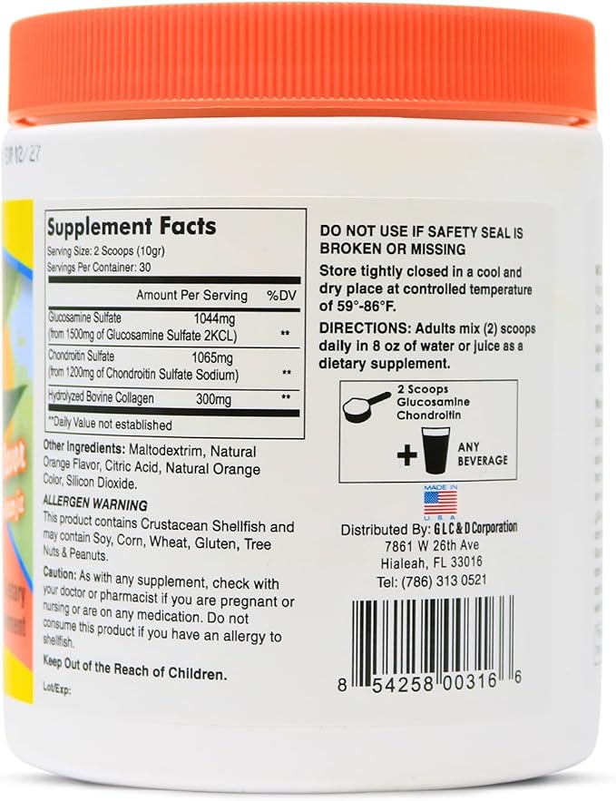 Glucosamine & Chondroitin 1500mg-1200mg with Collagen, (30.5 Oz/Pack 1)