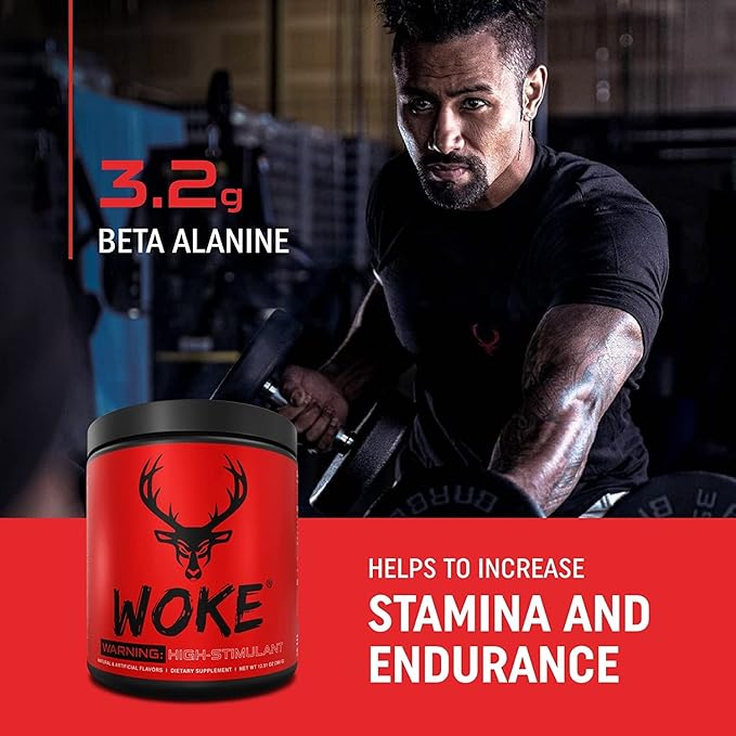 Bucked Up - Woke - HIGH STIM Pre Workout - Best Tasting - Focus Nootropic, Pump, Strength and Growth, 30 Servings (Blood Raz)