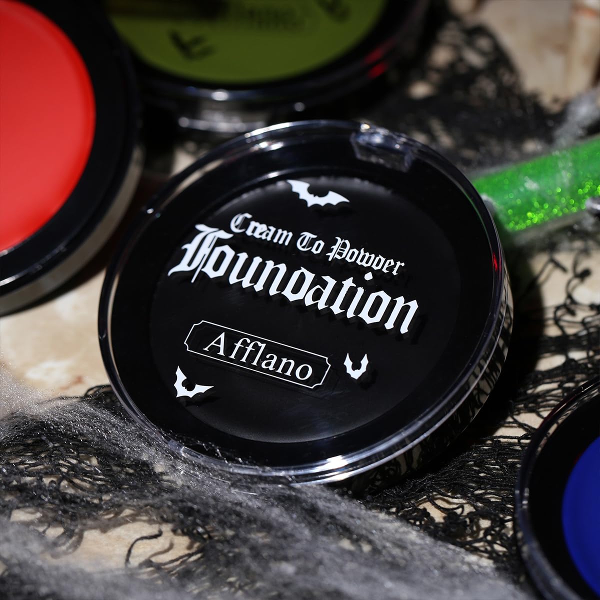 DE'LANCI Black Face Paint Foundation Halloween Sfx Makeup, Semi-matte Black Body Paint Highly Pigmented, Face Body Paint Skull Skeleton Waterproof Greasepaint Goth Makeup Special Effects Cosplay