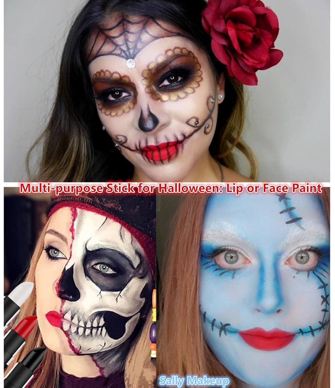 Go Ho Makeup Clown Red Cream-Blendable Stick -Red Eye Black Face Body Paint Professional SFX Makeup,Safe Facepaint Nose&Lip Smacking for Halloween