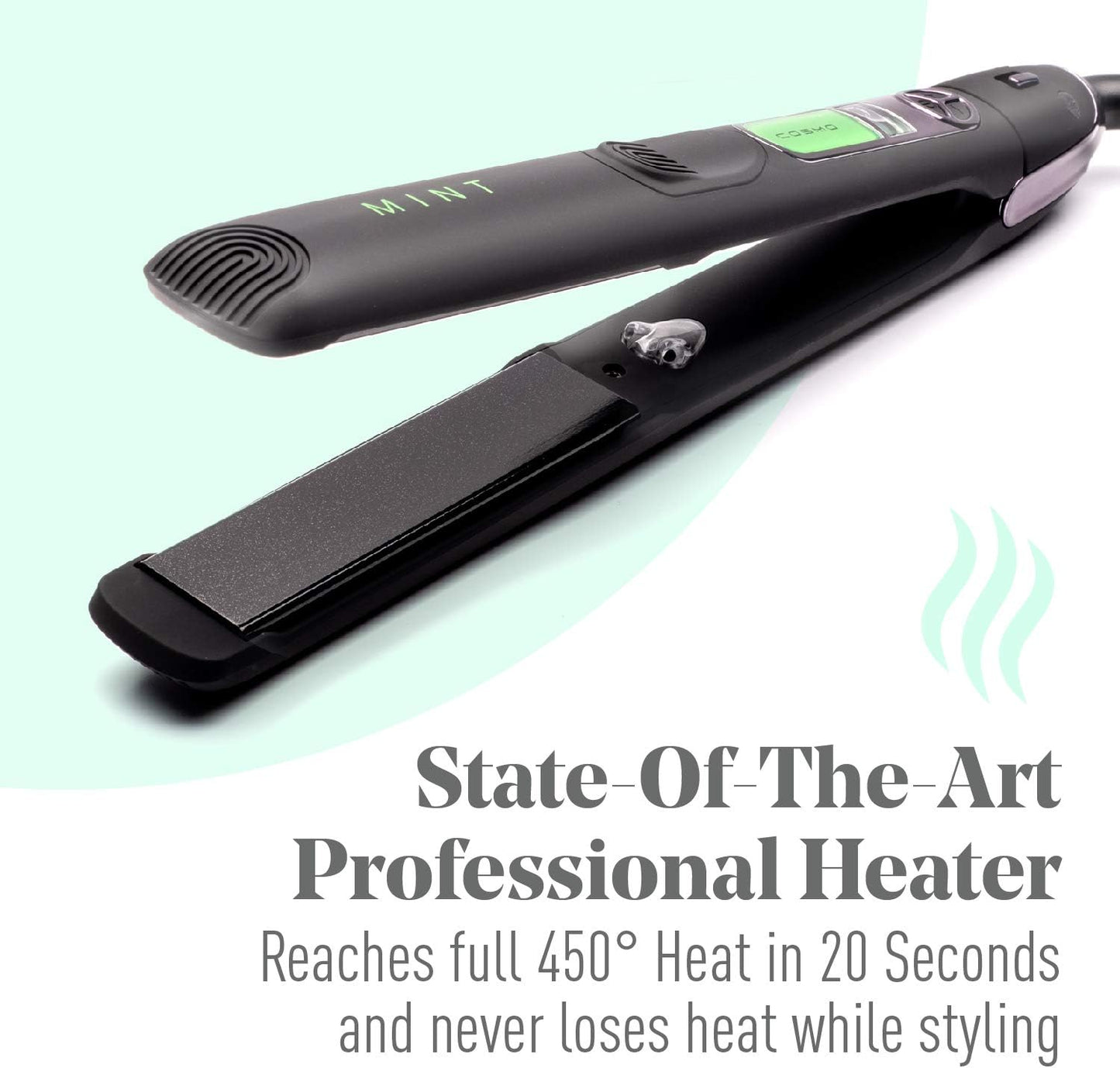 Professional Series Ultra-Smooth Cosmo Flat Iron for Thick Hair by MINT | Powerful Salon-Grade Single-Pass Ceramic Tourmaline Ionic Hair Straightener. Travel-Ready Dual Voltage
