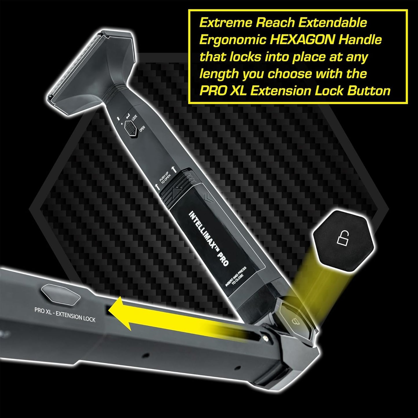 MANGROOMER - INTELLIMAX PRO - New Back Shaver with 2 Shock Absorber Flex Heads, Power Hinge, Extreme Reach Handle and Advanced 2.7" Extra-Wide Blade Design (Version 3.0)