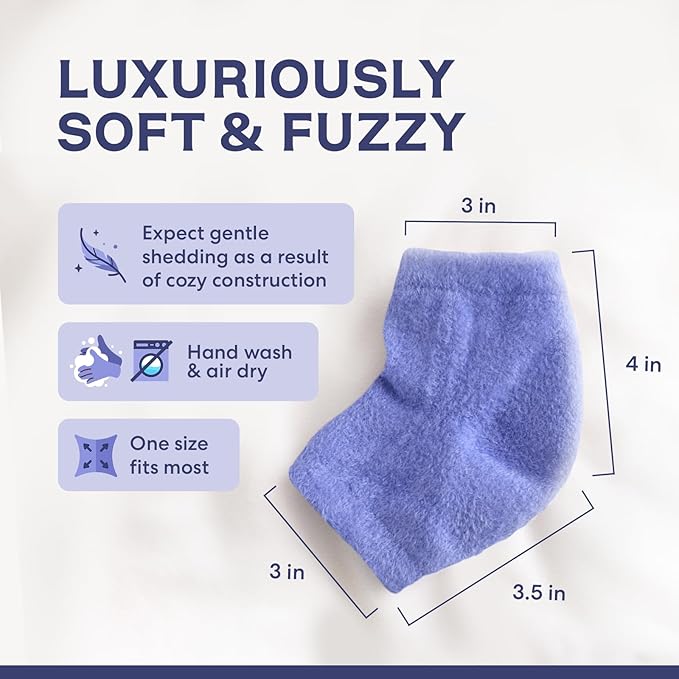 Dr. Frederick's Original Moisturizing Fuzzy Heel Socks - 2 Pairs - Cozy Gel-Lined Sleep Socks for Women & Men - Soothes Dry, Cracked Feet - Heel Repair - Lavender Luxury
