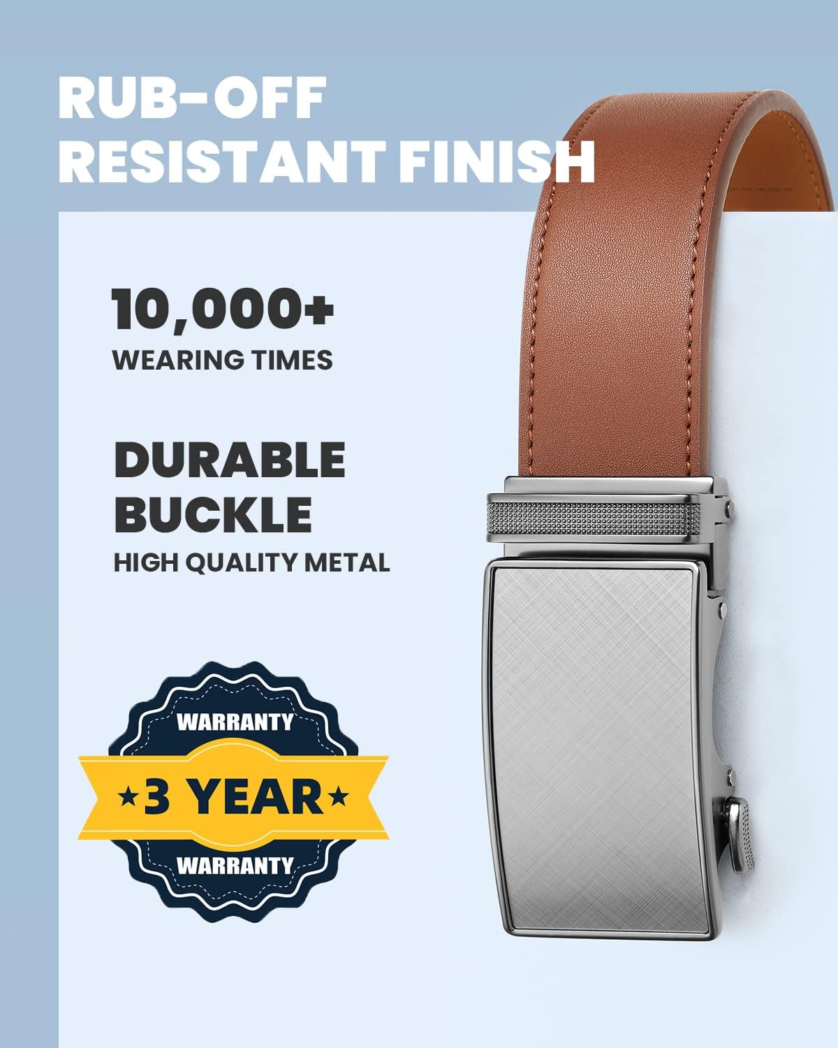 Zitahli Belt Men, Ratchet Belt Dress with 1 3/8" Premium Leather,Slide Belt with Easier Adjustable Automatic Buckle