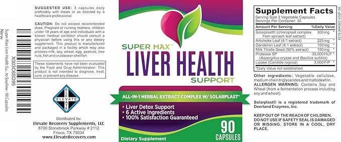 Liver Health Support Supplement (All-in-1) 6 Active 90 Capsules